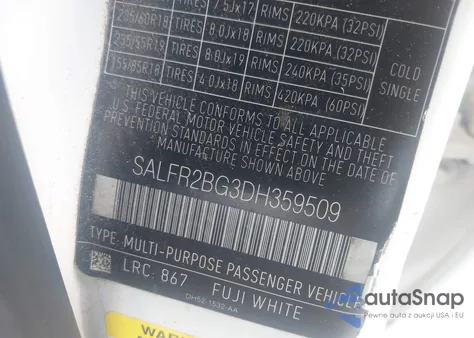 2013 Land Rover Lr2 из США, поврежденный, VIN SALFR2BG3DH359509